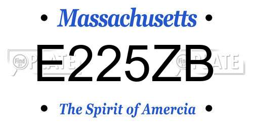 E225ZB Massachusetts License Plate