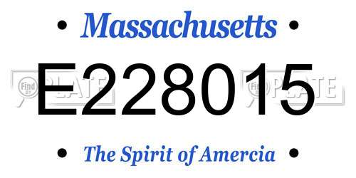 E228015 Massachusetts License Plate