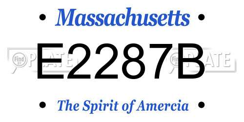 E2287B Massachusetts License Plate