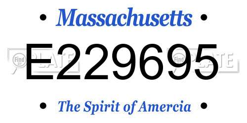 E229695 Massachusetts License Plate