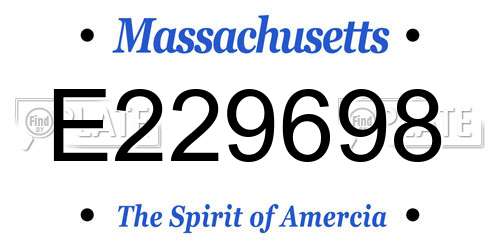 E229698 Massachusetts License Plate
