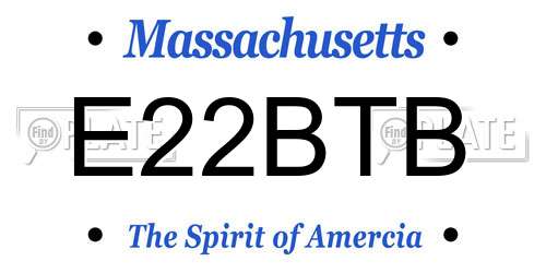 E22BTB Massachusetts License Plate