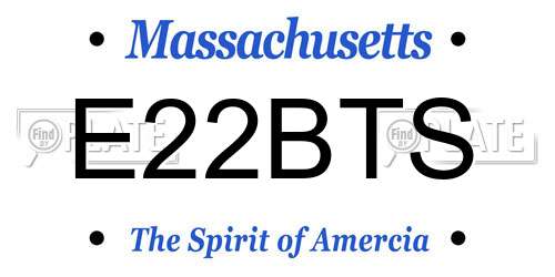 E22BTS Massachusetts License Plate