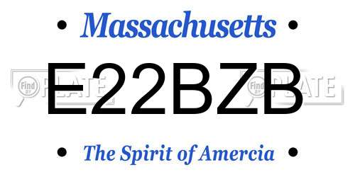 E22BZB Massachusetts License Plate