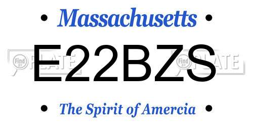 E22BZS Massachusetts License Plate