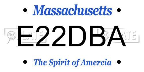 E22DBA Massachusetts License Plate