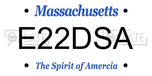 E22DSA Massachusetts License Plate