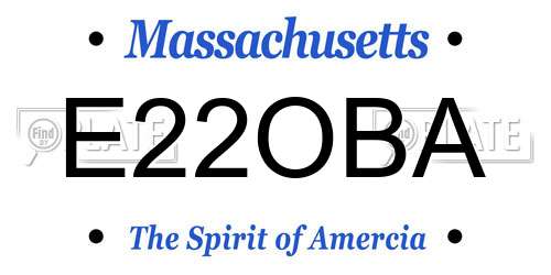 E22OBA Massachusetts License Plate