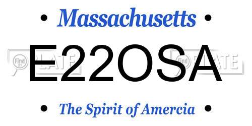 E22OSA Massachusetts License Plate