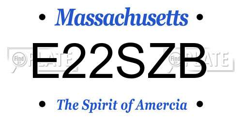 E22SZB Massachusetts License Plate