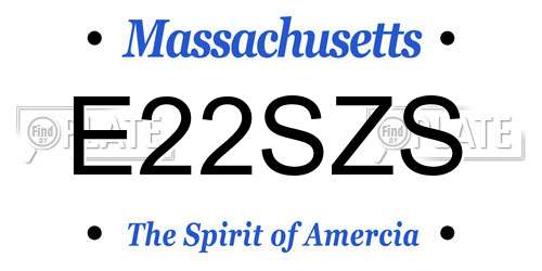 E22SZS Massachusetts License Plate