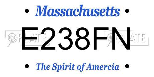 E238FN Massachusetts License Plate