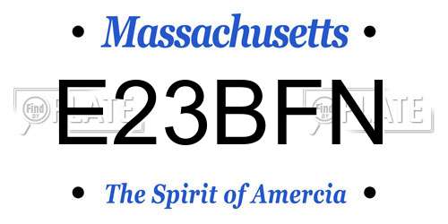 E23BFN Massachusetts License Plate