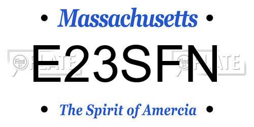E23SFN Massachusetts License Plate