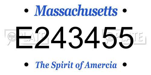 E243455 Massachusetts License Plate