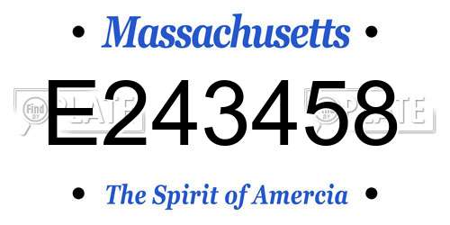 E243458 Massachusetts License Plate