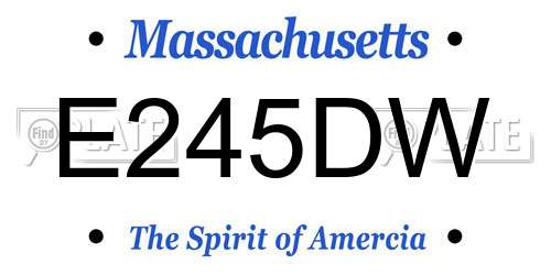 E245DW Massachusetts License Plate