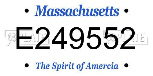 E249552 Massachusetts License Plate