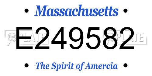 E249582 Massachusetts License Plate