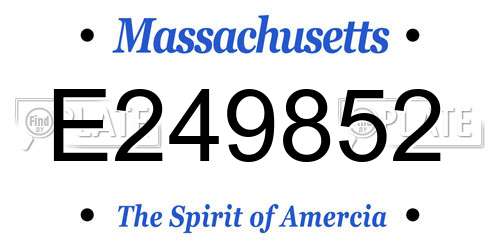 E249852 Massachusetts License Plate