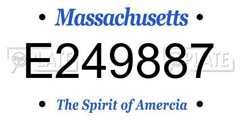E249887 Massachusetts License Plate