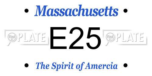 E25 Massachusetts License Plate