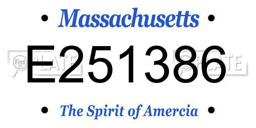 E251386 Massachusetts License Plate