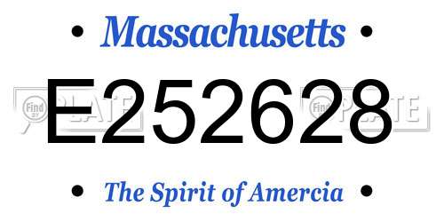 E252628 Massachusetts License Plate