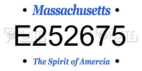 E252675 Massachusetts License Plate