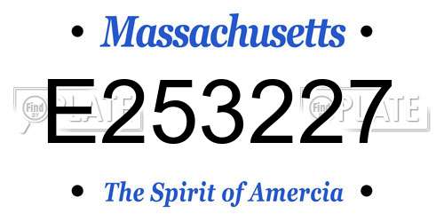 E253227 Massachusetts License Plate