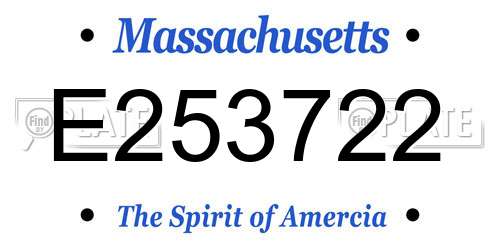 E253722 Massachusetts License Plate