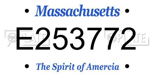 E253772 Massachusetts License Plate