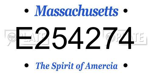 E254274 Massachusetts License Plate