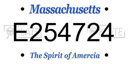 E254724 Massachusetts License Plate