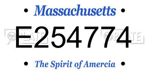 E254774 Massachusetts License Plate