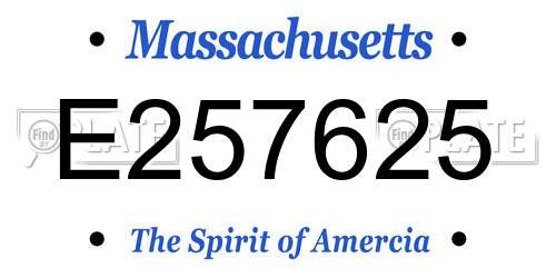 E257625 Massachusetts License Plate