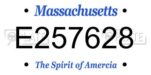 E257628 Massachusetts License Plate