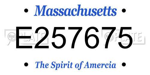 E257675 Massachusetts License Plate
