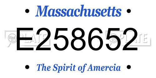 E258652 Massachusetts License Plate