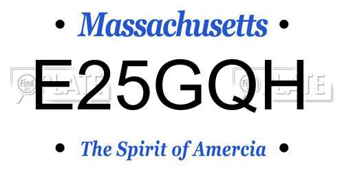 E25GQH Massachusetts License Plate