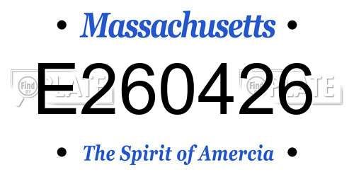 E260426 Massachusetts License Plate