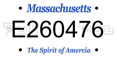 E260476 Massachusetts License Plate