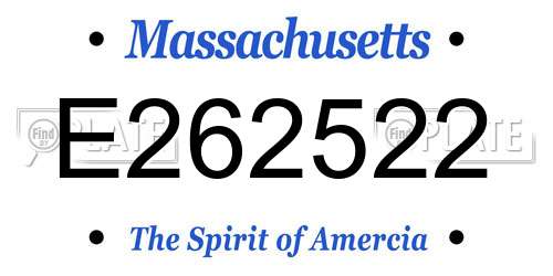 E262522 Massachusetts License Plate