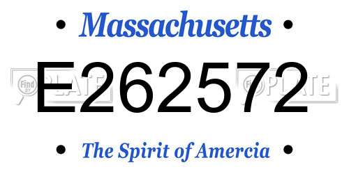 E262572 Massachusetts License Plate