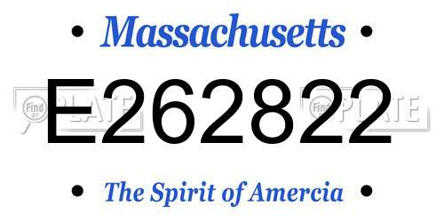 E262822 Massachusetts License Plate