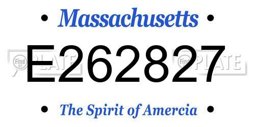 E262827 Massachusetts License Plate