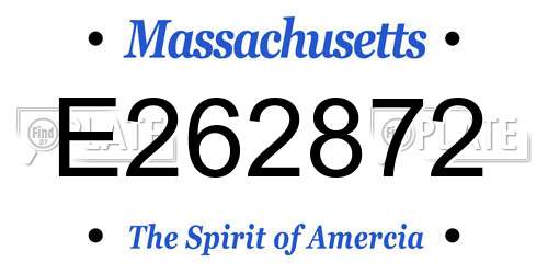 E262872 Massachusetts License Plate