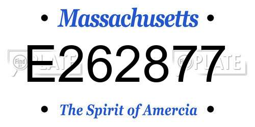 E262877 Massachusetts License Plate