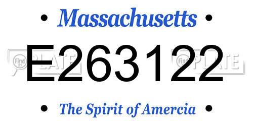 E263122 Massachusetts License Plate