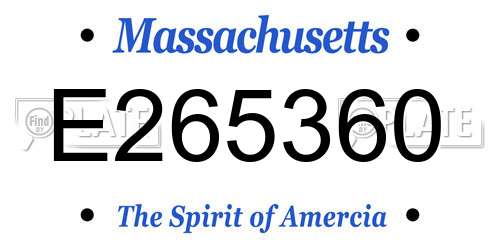 E265360 Massachusetts License Plate
